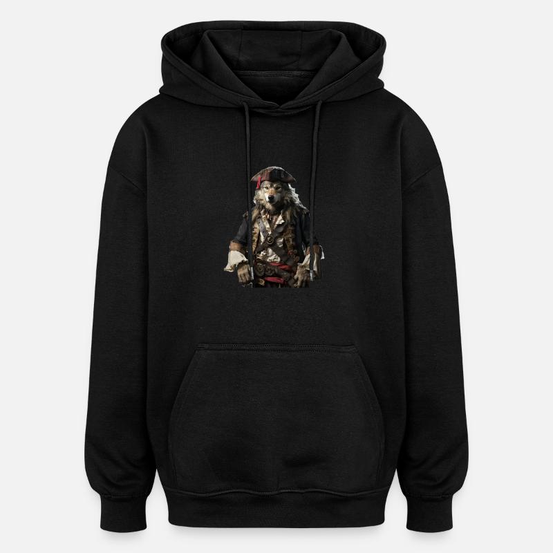Pirate Wolf - Oversized Unisex Hoodie - black