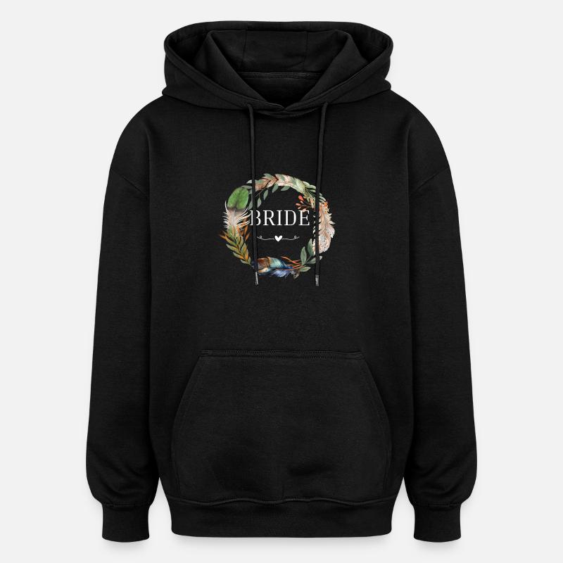 Bridle Wreath Boho Flowers - Oversized Unisex Hoodie - black
