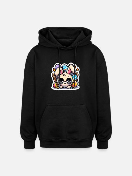 Burnout Bunny - Oversized Unisex Hoodie - Schwarz