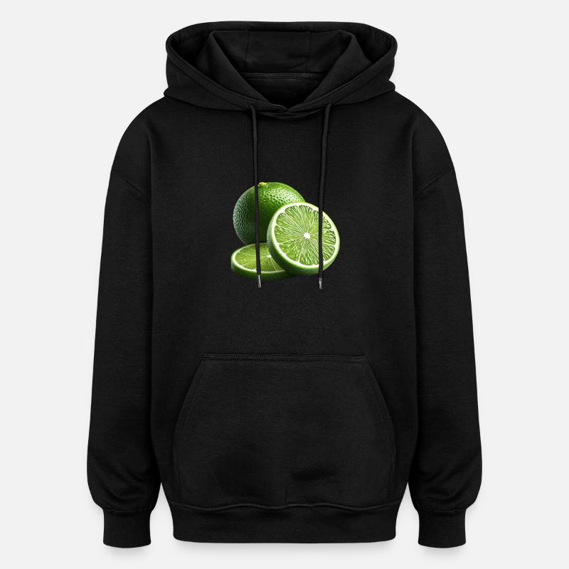 Limette - Oversized Unisex Hoodie - Schwarz