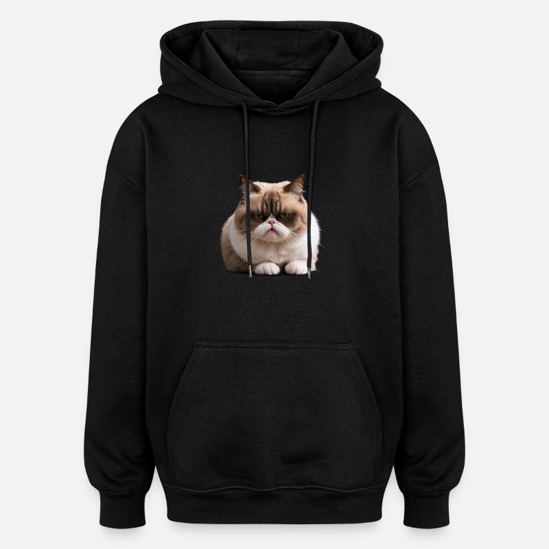 Chat du lundi, Chat , Lundi - Sweat à capuche oversize unisexe - noir