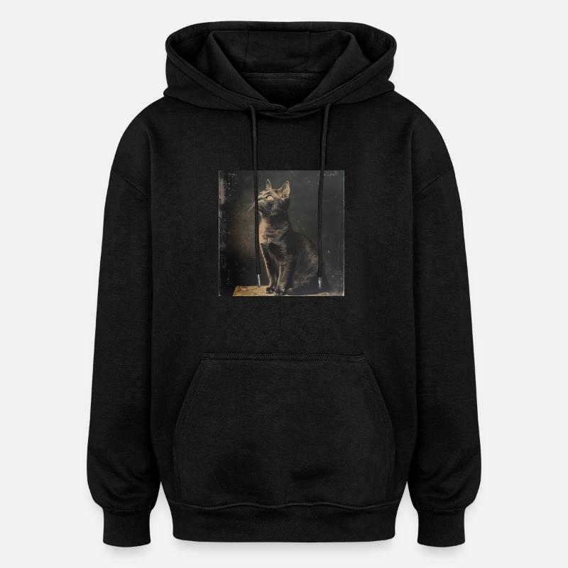 Animaux noirs - Chat noir - Sweat à capuche oversize unisexe - noir
