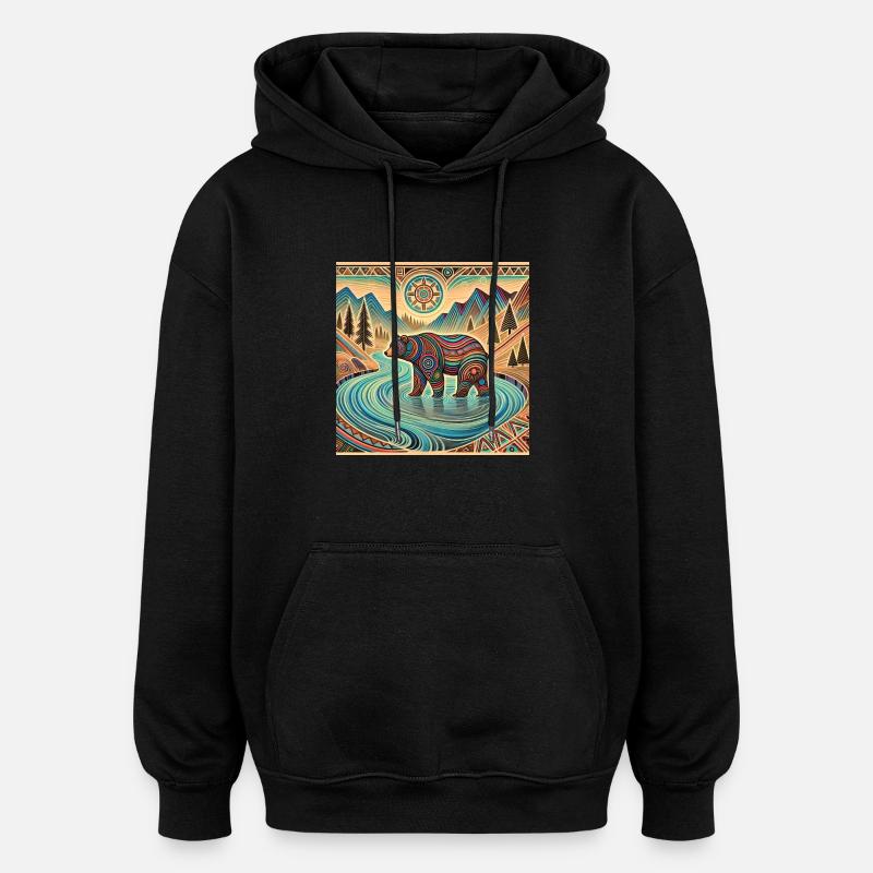 Ours Puissance Animal - Sweat à capuche oversize unisexe - noir