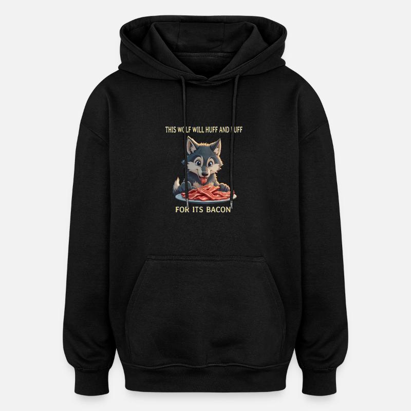 Amateur de bacon - Sweat à capuche oversize unisexe - noir
