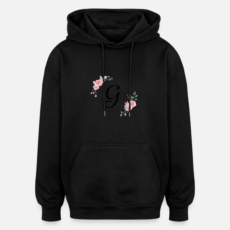 Rosa Blumenbuchstabe g - Oversized Unisex Hoodie - Schwarz