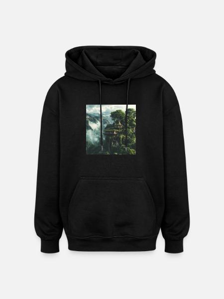 Treehouse - Oversized Unisex Hoodie - Schwarz