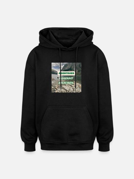 Abenteuer beginnt draußen - Oversized Unisex Hoodie - Schwarz