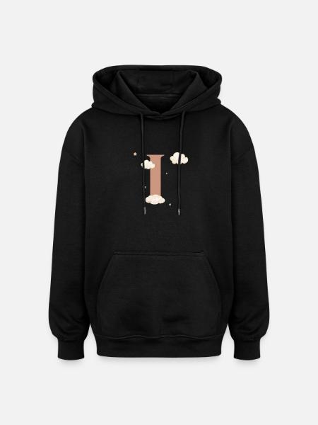 Letter i clouds stars - Oversized Unisex Hoodie - black