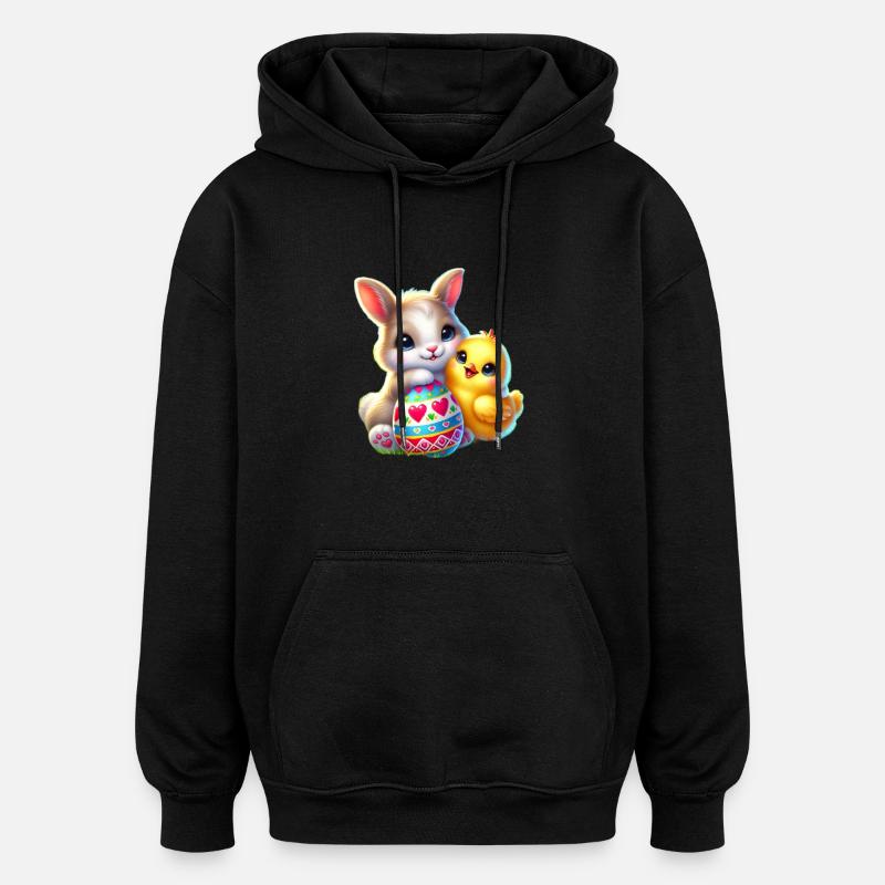 Easter Bunny Chick Egg - Oversized Unisex Hoodie - black