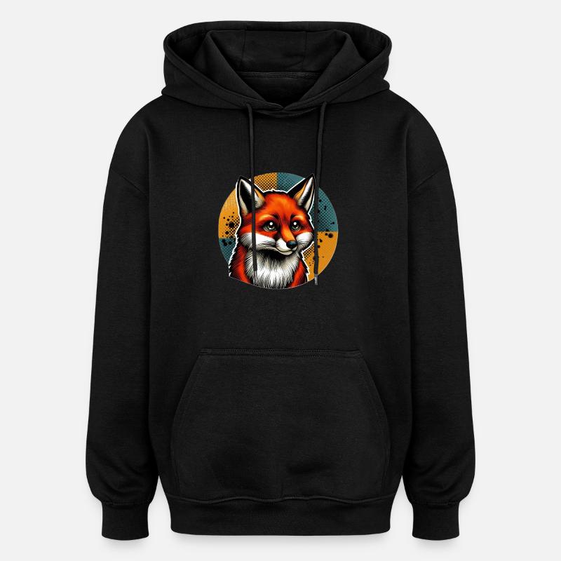 Illustration d’un renard - Sweat à capuche oversize unisexe - noir
