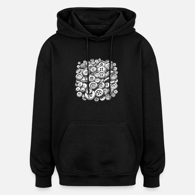 Boutons - Sweat à capuche oversize unisexe - noir