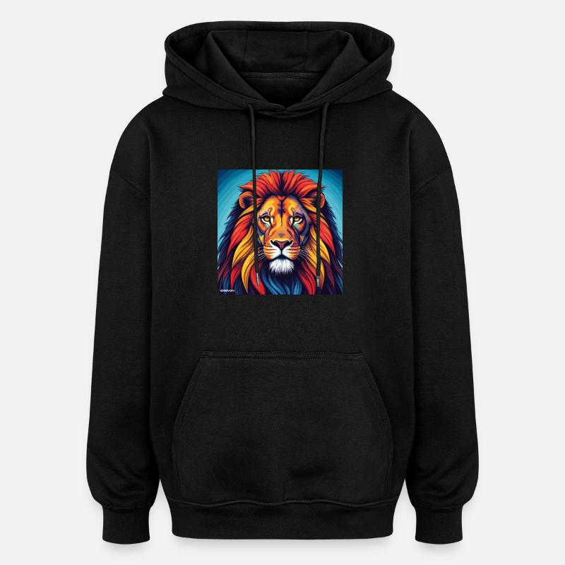 Lion Gemini - Oversized Unisex Hoodie - black