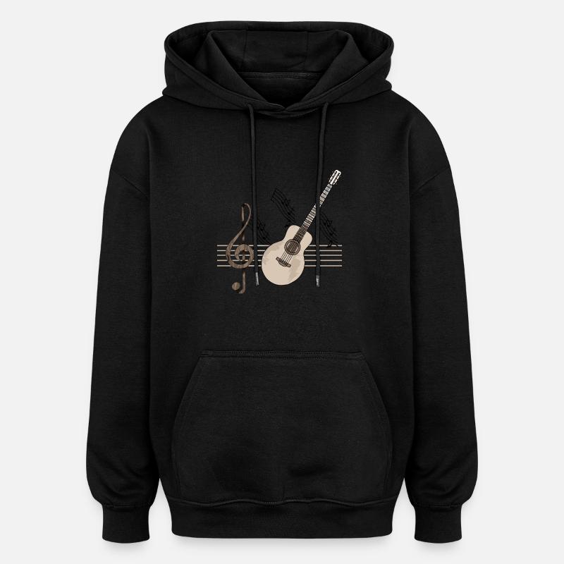 Guitare - Sweat à capuche oversize unisexe - noir