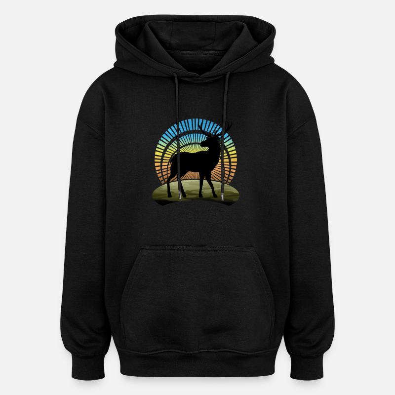 Cerf - Sweat à capuche oversize unisexe - noir