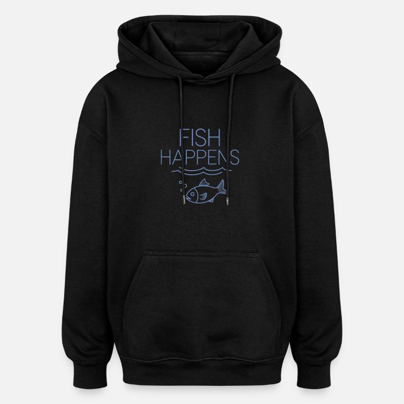 poisson arrive - Sweat à capuche oversize unisexe - noir
