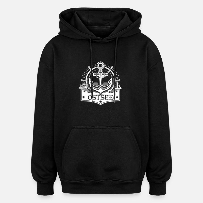 Logo de la mer Baltique - Sweat à capuche oversize unisexe - noir