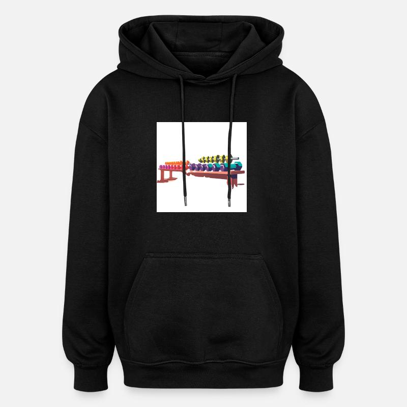 Haltères - Sweat à capuche oversize unisexe - noir