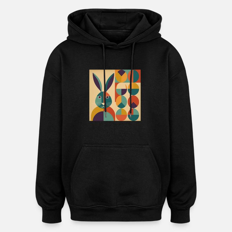 Lapin de Pâques n° 08 - Sweat à capuche oversize unisexe - noir