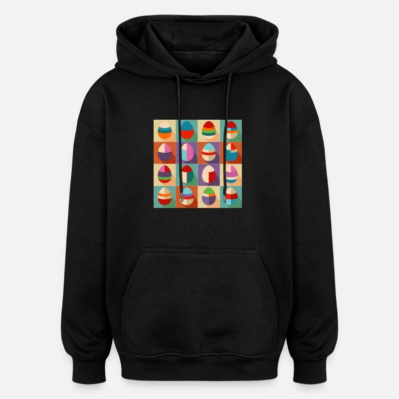 Oeufs de Pâques Design No.09 - Sweat à capuche oversize unisexe - noir