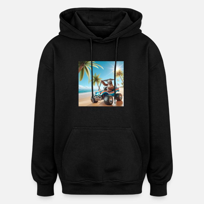 Faultier Wanderer Dünen Buggy - Oversized Unisex Hoodie - Schwarz