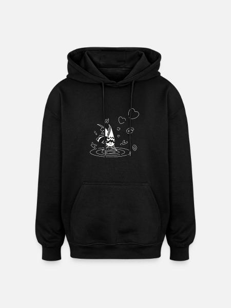 Kingyo Goldfish (White) - Oversized Unisex Hoodie - black