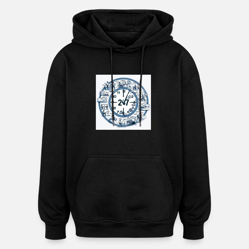 24/7 Texts in DE - Oversized Unisex Hoodie - Schwarz