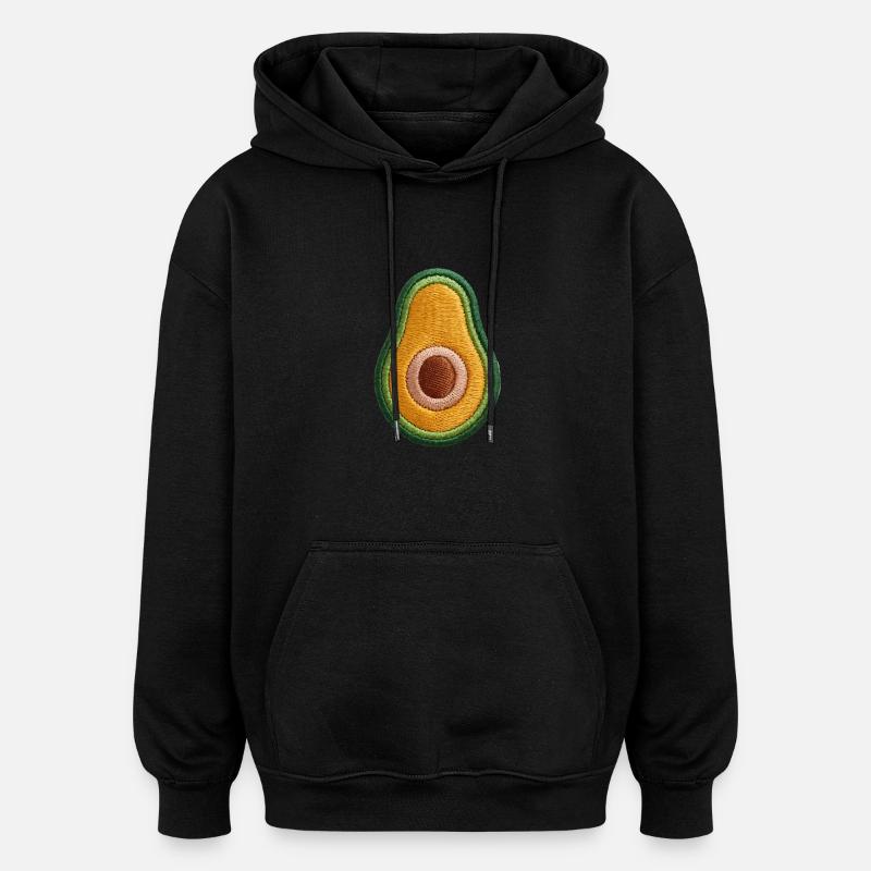 Avocat brodé - Sweat à capuche oversize unisexe - noir