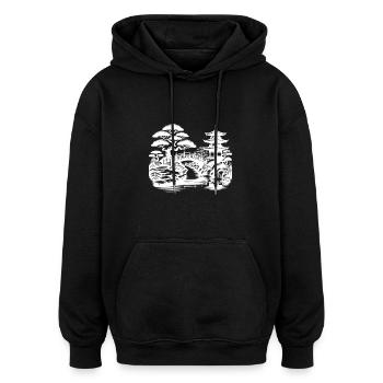 Harmonischem Weg zum japanischen Tempel Garten - Oversized Unisex Hoodie - Schwarz - Vorne - Noah (186cm)