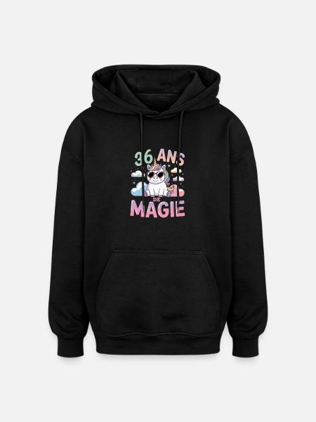 36 ans de magie - Sweat à capuche oversize unisexe - noir