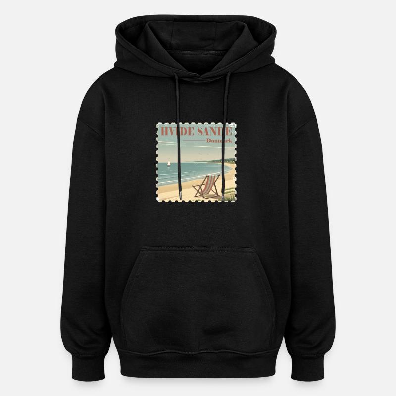 Hvide Sande Dänemark - Oversized Unisex Hoodie - Schwarz