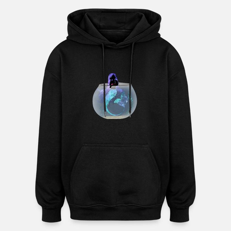 Sirène de compagnie cosmique - Sweat à capuche oversize unisexe - noir