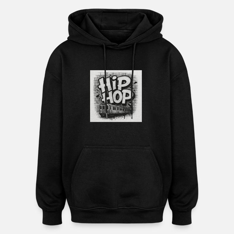 HipHopTrainNoir & Blanc - Sweat à capuche oversize unisexe - noir