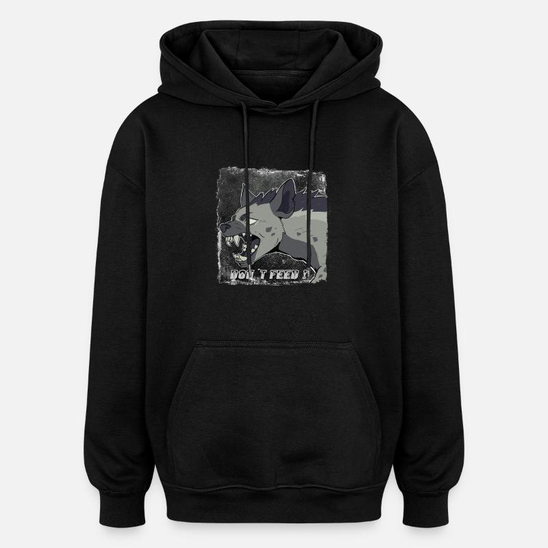Hyène - Sweat à capuche oversize unisexe - noir