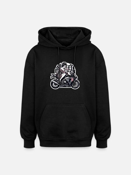 Biker Geisha - Oversized Unisex Hoodie - Schwarz