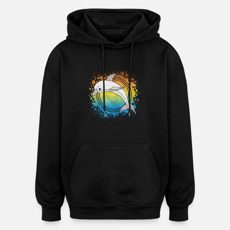 Dauphin - Sweat à capuche oversize unisexe - noir
