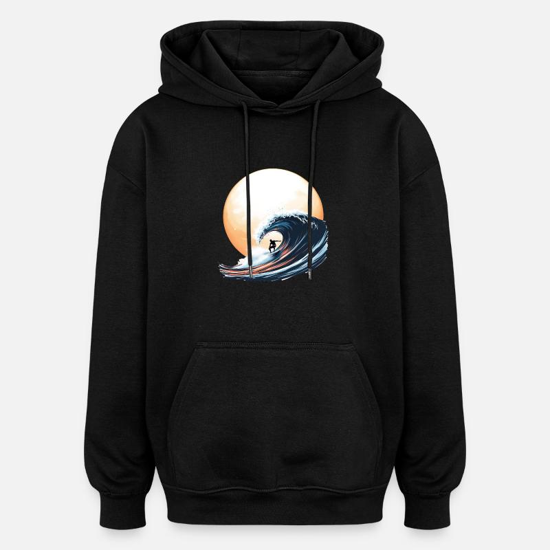 Surfer au soleil - Sweat à capuche oversize unisexe - noir