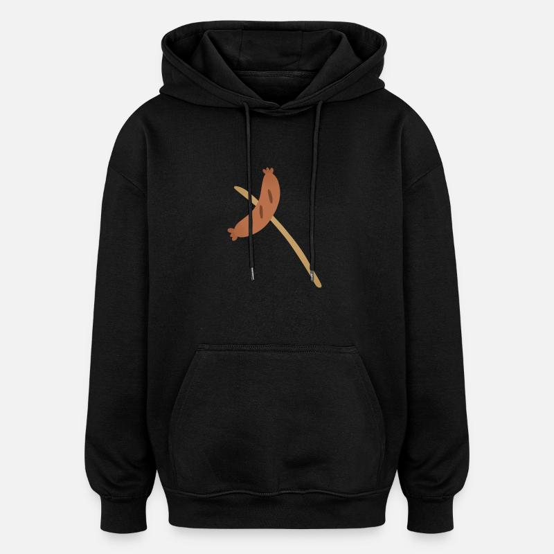 Bratwurst kepillä - Unisex oversize huppari - musta