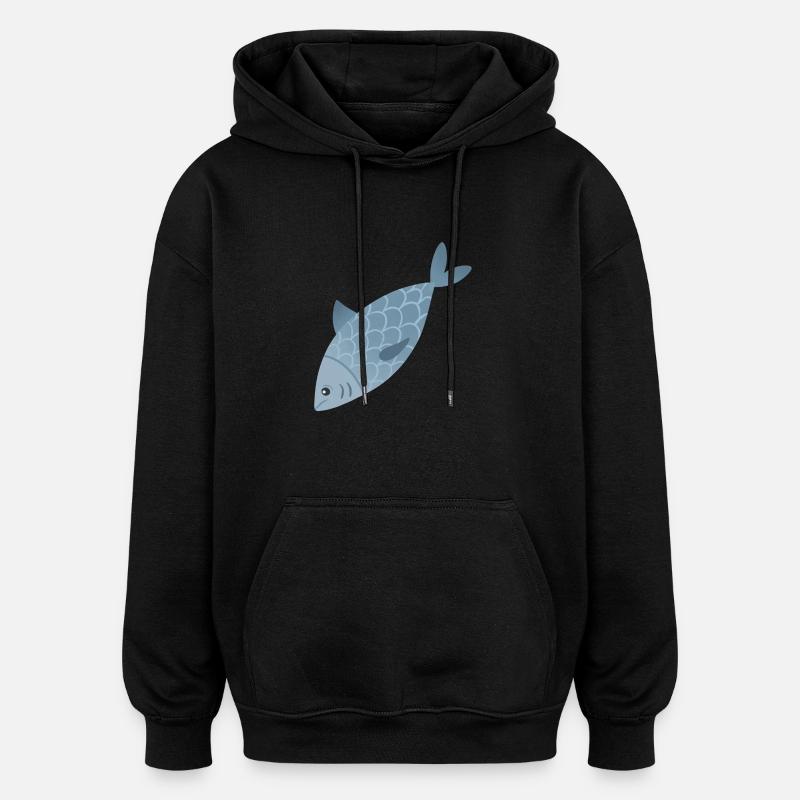 Poisson bleu - Sweat à capuche oversize unisexe - noir