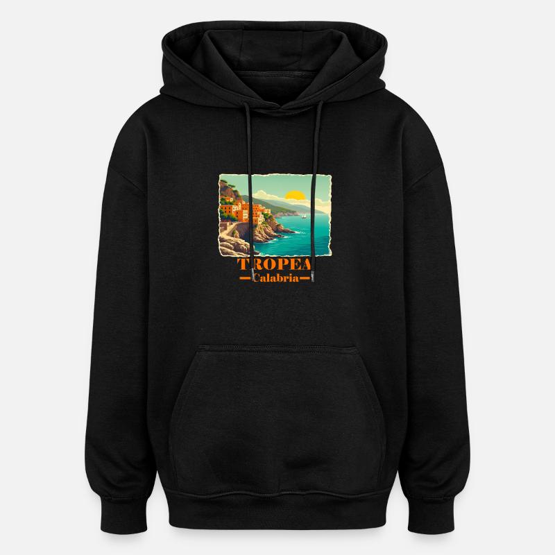Tropea Calabria orange - Sweat à capuche oversize unisexe - noir