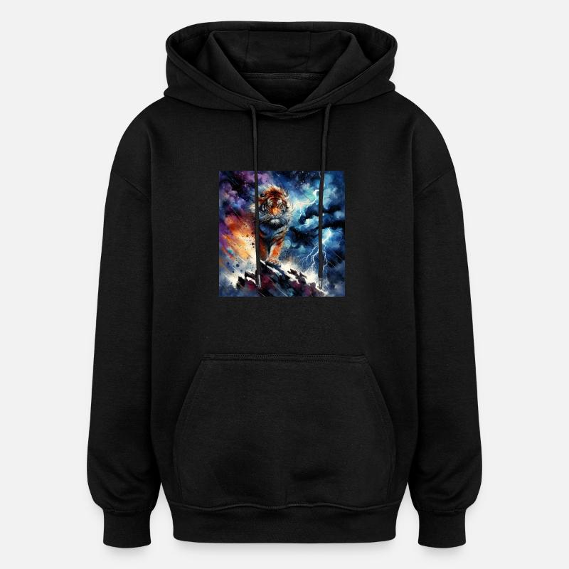 Un tigre majestueux - Sweat à capuche oversize unisexe - noir