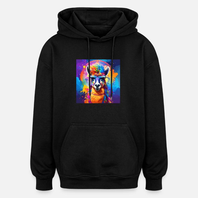 Lama,graffiti ,malerei , bunt - Oversized Unisex Hoodie - Schwarz