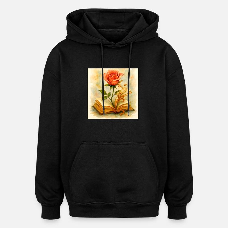 Beech and flower - Oversized Unisex Hoodie - black