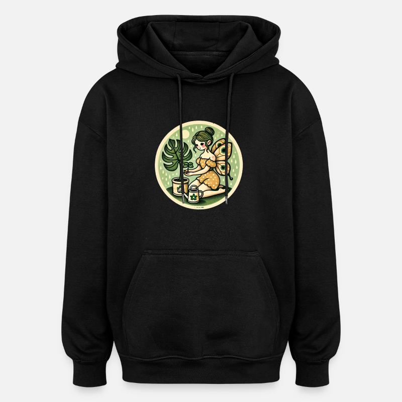 Fée des plantes - Sweat à capuche oversize unisexe - noir