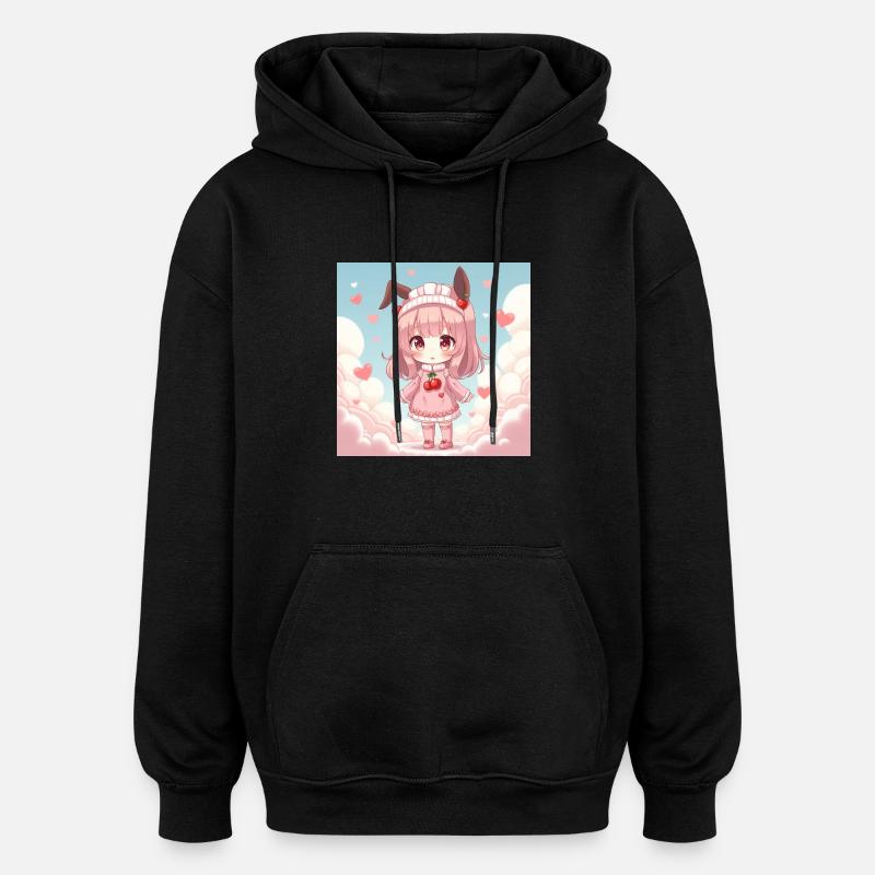 Anime mignon - Sweat à capuche oversize unisexe - noir