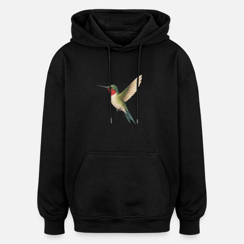Ruby-throated hummingbird – nature meets elegance - Oversized Unisex Hoodie - black
