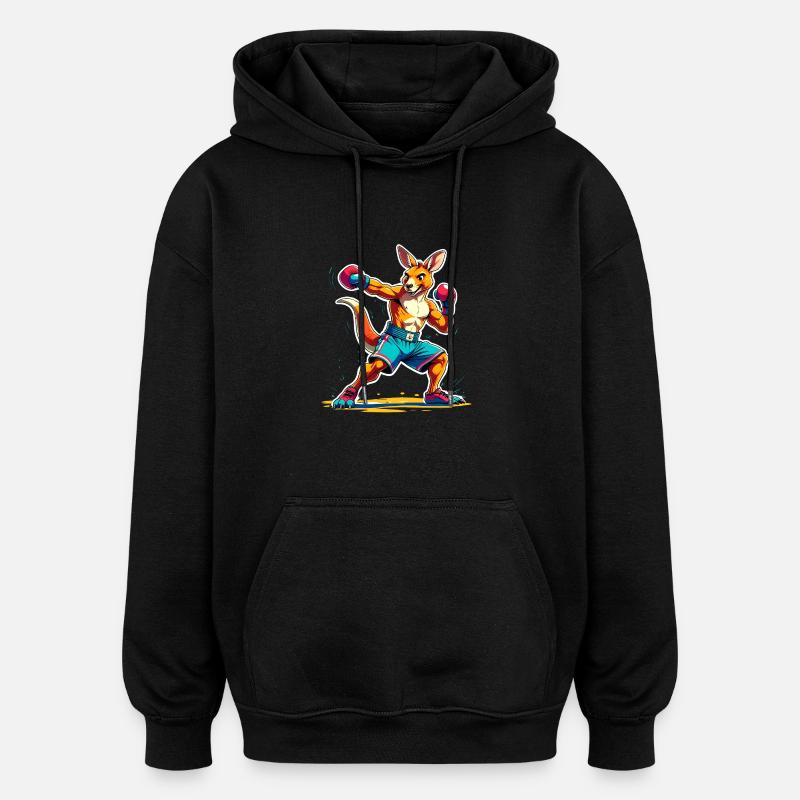 Kickboxing kangourou - Sweat à capuche oversize unisexe - noir