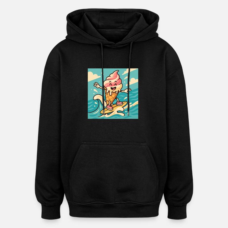 Surfer – Summer Fun & Freshness - Oversized Unisex Hoodie - black