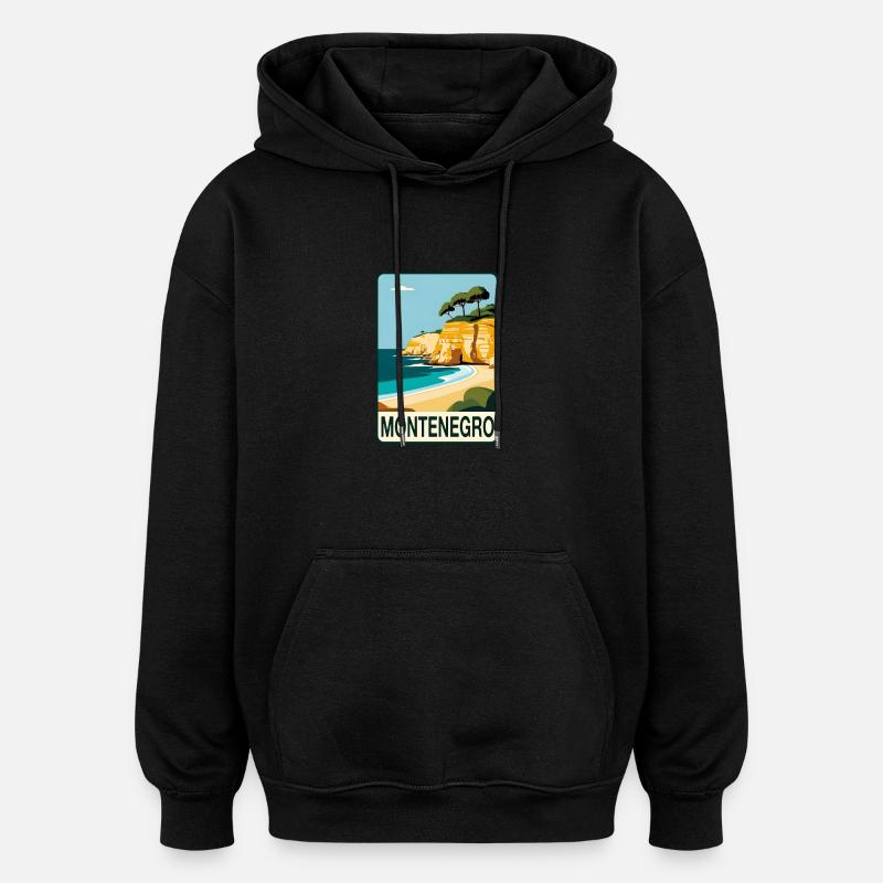 Monténégro - Sweat à capuche oversize unisexe - noir
