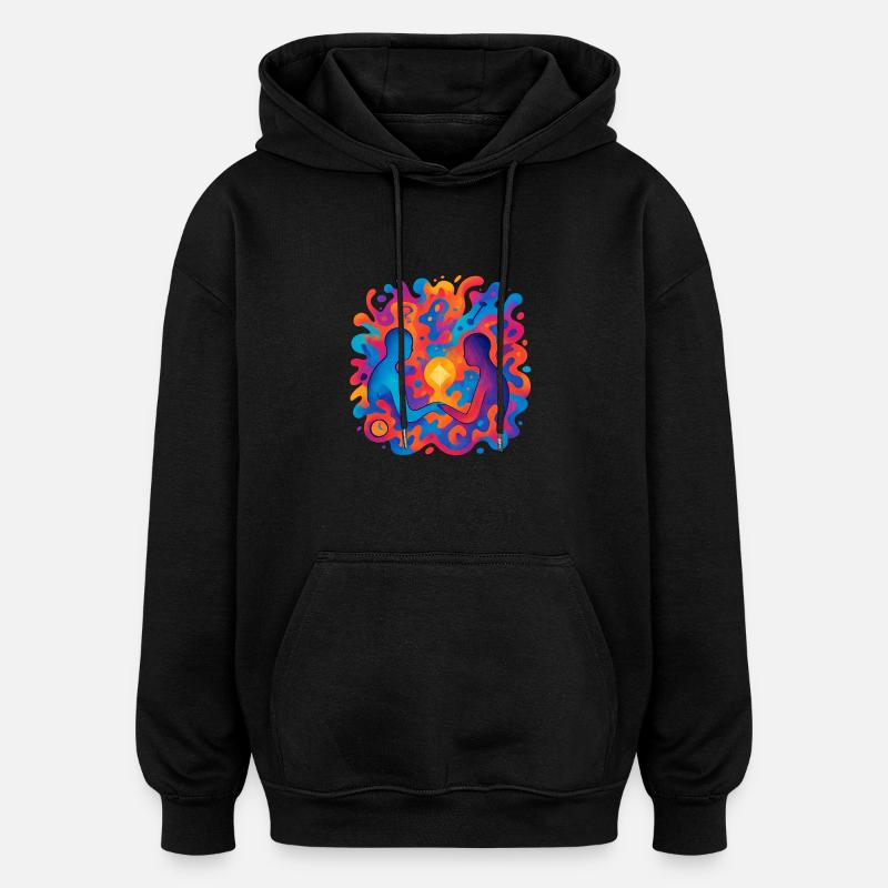 0012 L’amour c’est - Sweat à capuche oversize unisexe - noir