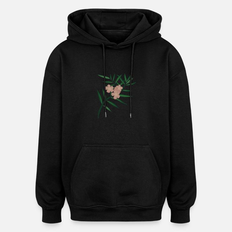 Branche de fleur de laurier-rose - Sweat à capuche oversize unisexe - noir